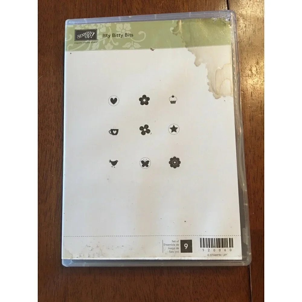 Stampin' Up Itty Bitty Bits 9 Tiny Cling Mount Stamps Scrapbooking Cards Cupcake